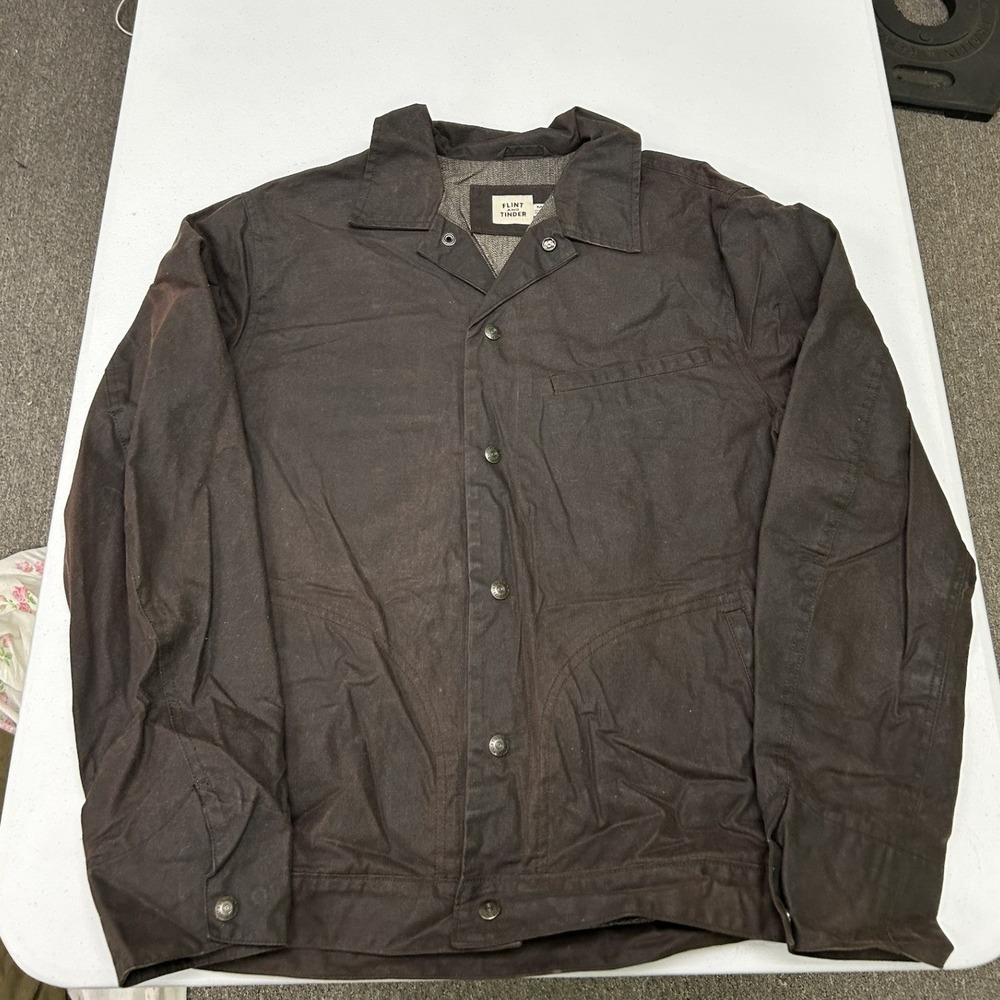 Flint and Tinder Waxed Trucker Jacket Mens M Brown Halley Stevensons Flannel